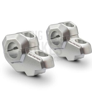 SW-Motech Barback Risers - 30mm Rise, 21mm Back, 22mm Handlebar - Silver