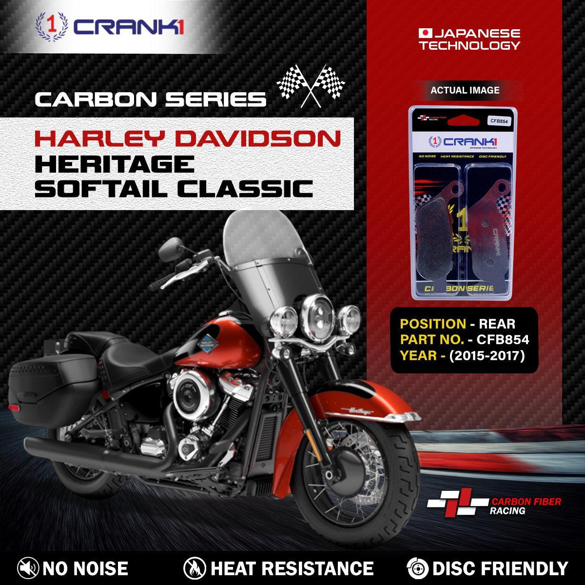 Carbon Brake Pads For Harley DavidsonξHeritage Softail Classic (2015-2017) - Rear - CFB854 - 1 Set