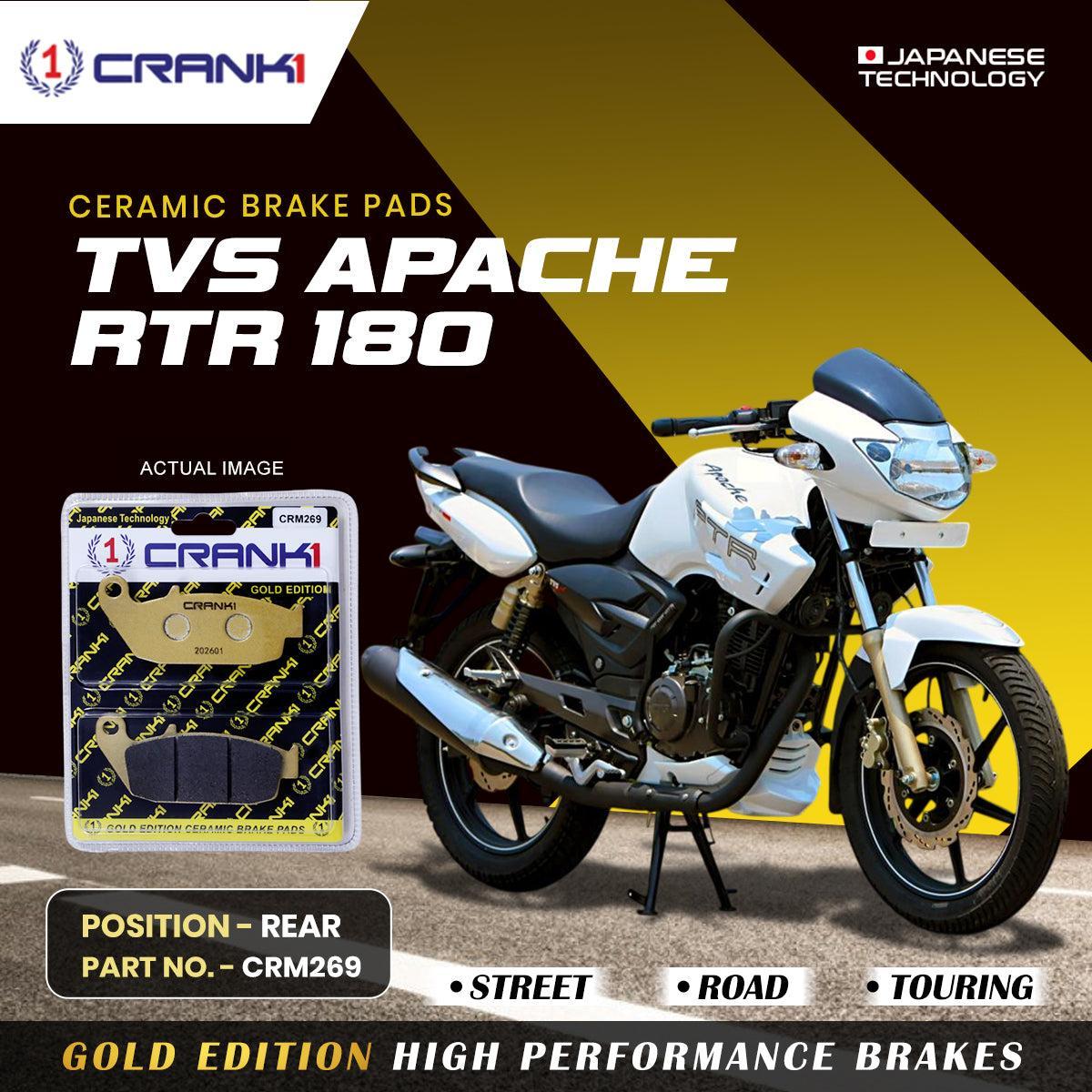 Ceramic Brake Pads For TVS Apache RTR 180 - Rear - CRM269 - 1 Set