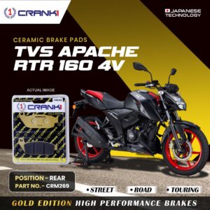 Ceramic Brake Pads For TVS Apache RTR 160 4V - Rear - CRM269 - 1 Set