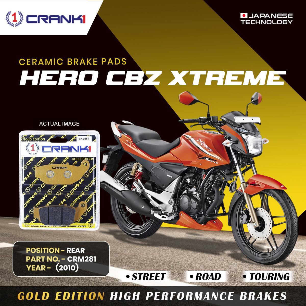 Ceramic Brake Pads For Hero CBZ Xtreme (2010) - Rear - CRM281 - 1 Set