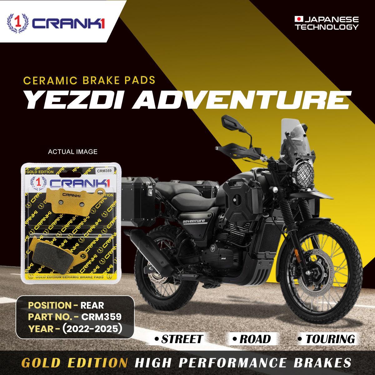 Ceramic Brake Pads For Yezdi Adventure (2022-2025) - Rear - CRM359 - 1 Set