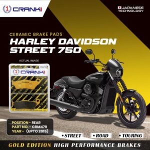 Ceramic Brake Pads For Harley Davidson Street 750 (Upto 2015) - Rear - CRM479 - 1 Set