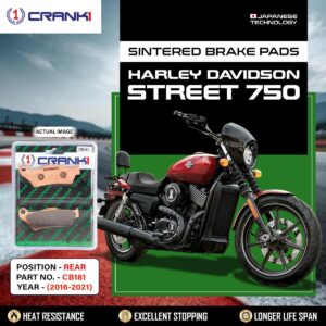 Sintered Brake Pads For Harley DavidsonŒæStreet 750 (2016-2021) - Rear - CB181 - 1 Set