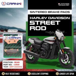 Sintered Brake Pads For Harley DavidsonŒæStreetŒæRod (2017 Onwards) - Rear - CB181 - 1 Set