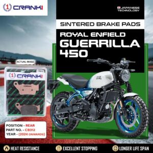 Sintered Brake Pads For Royal Enfield Guerrilla 450 (2024 Onwards) - Rear - CB312 - 1 Set