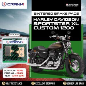 Sintered Brake Pads For Harley Davidson Sportster XL Custom 1200 (2014-2016) - Rear - CB452 - 1 Set