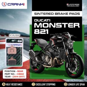 Sintered Brake Pads For Ducati Monster 821 (2014-2017) - Rear - CB662 - 1 Set