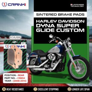 Sintered Brake Pads For Harley Davidson Dyna Super Glide Customs (2008-2014) - Rear - CB854 - 1 Set
